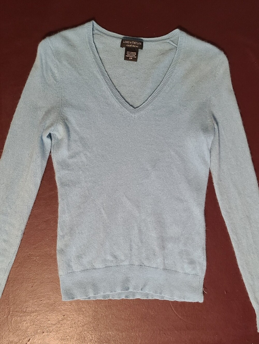 Lord & Taylor Powder Blue V-Neck Sweater